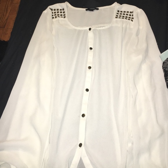 Forever 21 white blouse, gold accent on shoulders