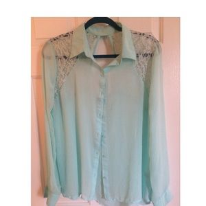 Long sleeve blue blouse