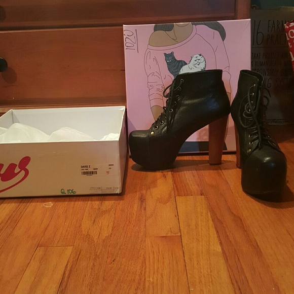 Jeffery Campbell Black Leather Litas