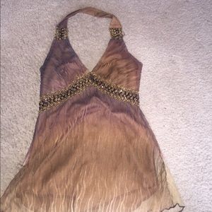 tan beaded halter top