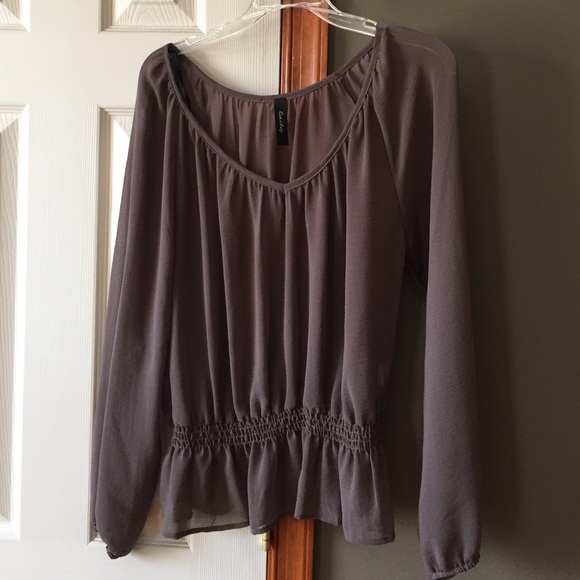 Taupe sheer blouse