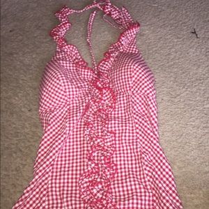 red checkerboard halter