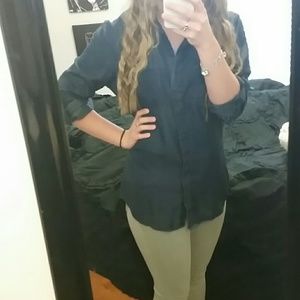 Dark chambray button-down shirt