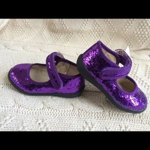 NWT little girl purple sparkly Mary Jane shoes