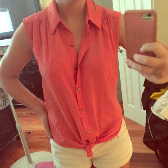 Coral Blouse slightly open back