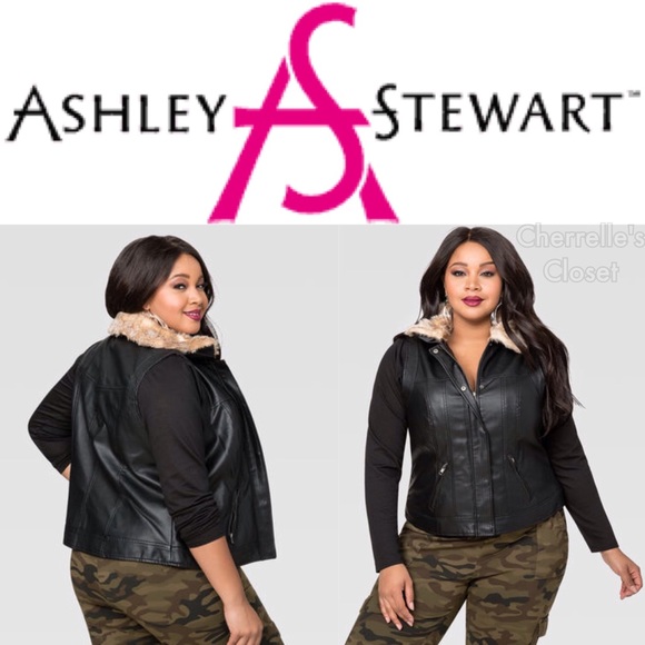 SOLD OUT! Fur Collar Leather Vest Plus Size 22/24 - Picture 2 of 4