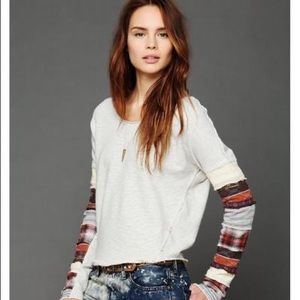 Free People Multicolor Patch Up Sleeve Pullover