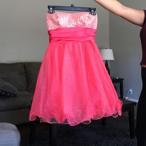 Short coral sparkle dress