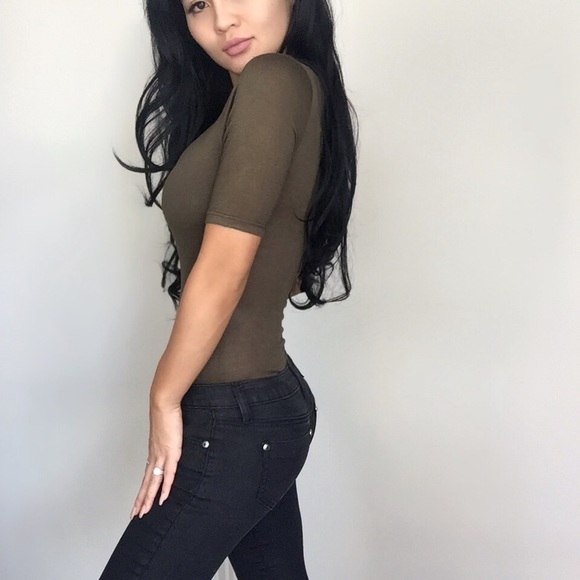 •LAST ITEM•"Olive Mid Length Bodysuit" - Picture 3 of 4