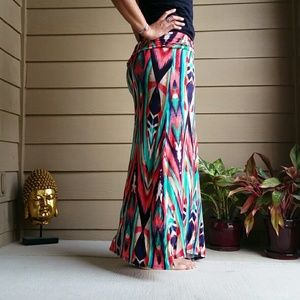 Multi colored Peacock maxi skirt