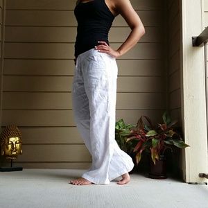 White linen pants
