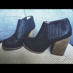 Jeffrey Campbell black distressed booties