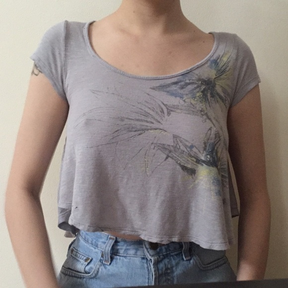 crop top with watercolor flowers