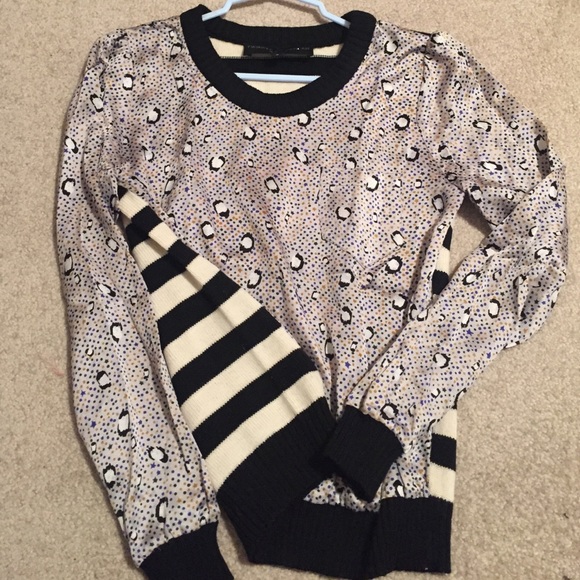 Anthropologie Silk and striped sweater size S