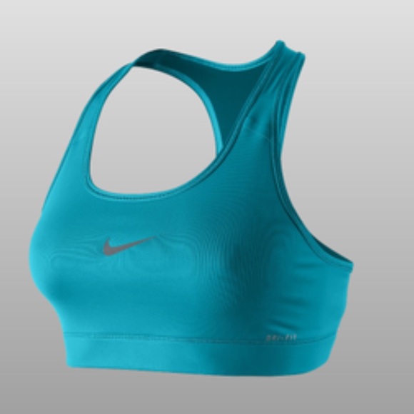 Turquoise Nike Dri-Fit sports bra.