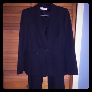 Dark Grey Tahari Pinstripe Pant Suit