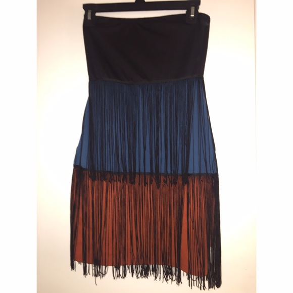 Blue, Orange & Black Fringe Dress