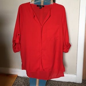 Red Pull Over Quarter Sleeve Blouse