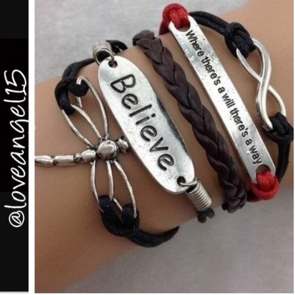 💕NOW HERE💕Infinity Dragonfly Believe Bracelet