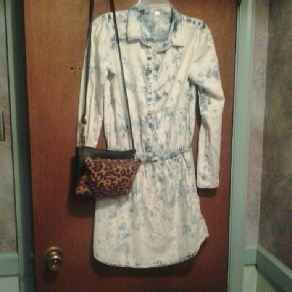 Acid wash denim dress