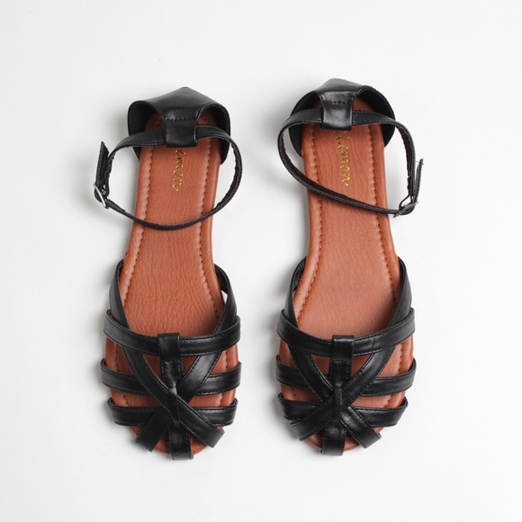black woven sandals