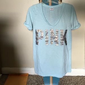 Sky Blue PINK V Neck