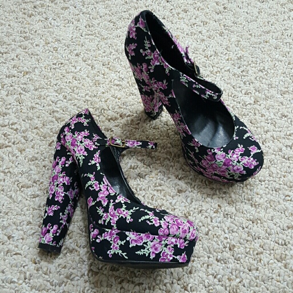 Forever 21 Shoes - Floral Platform Heels