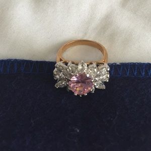 2 tone ring with clear and pink stones size 5 New