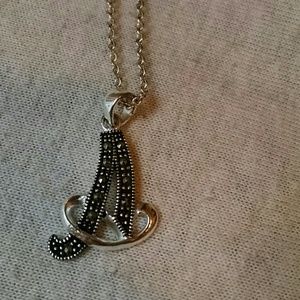 "A" initial marcasite necklace