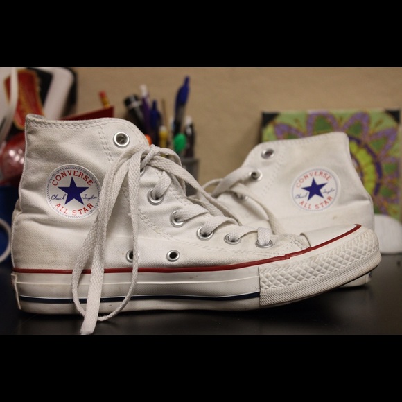 White hightop converse