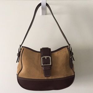 Authentic coach brown suede hobo handbag purse