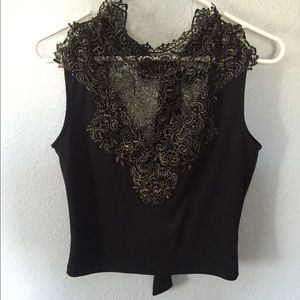 Black top with gold neck design