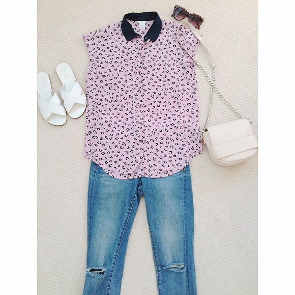 Club Monaco Silk Leopard Top