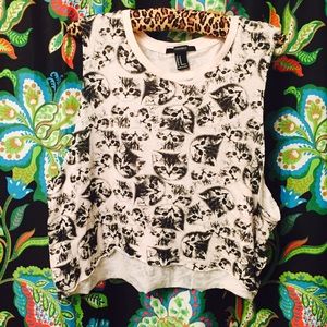 Forever 21 🐱 cat print crop top
