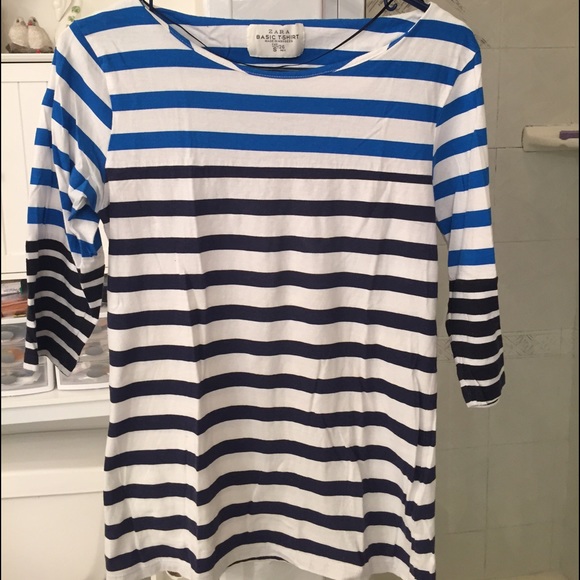 Zara size S striped shirt (navy, black and blue)