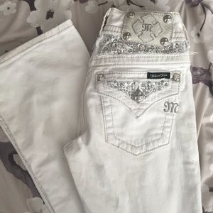 White Miss Me w/silver sequins boot cut jeans