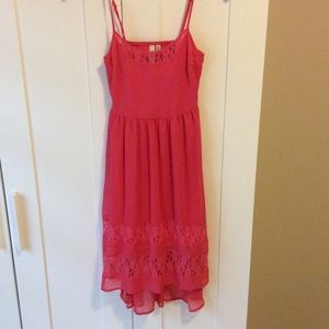 Pink high low laced dress