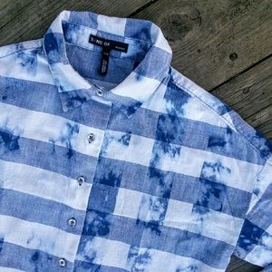 Kiind Of Checkered & Tiedyed Chambray High Low Top