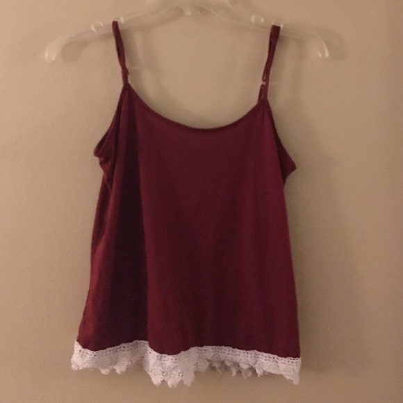 cute maroon tank with lace trim