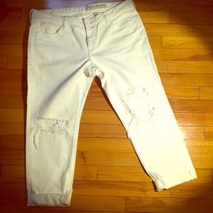 H&M Conscious Distressed White Girlfriend Jeans