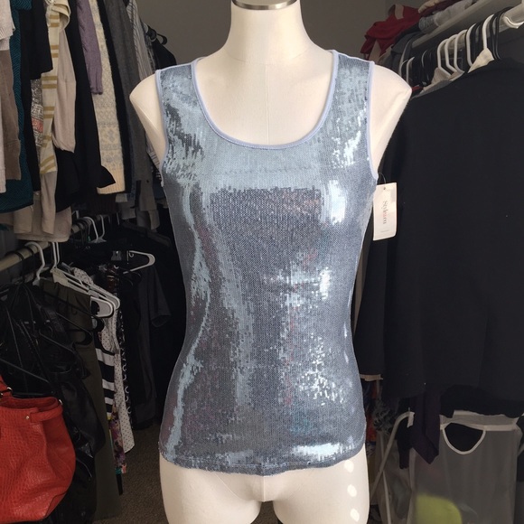 Style co: sequin light blue tank