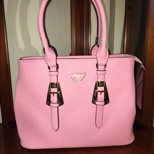 Pink Saffiano Lux Leather Large Tote Bag BN1844