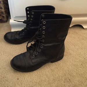 Black combat boots
