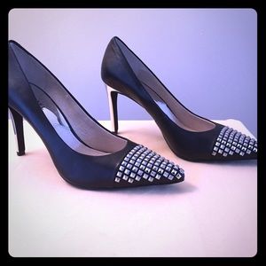 Michael Kors Black Aria Pump- Silver Studded Toe