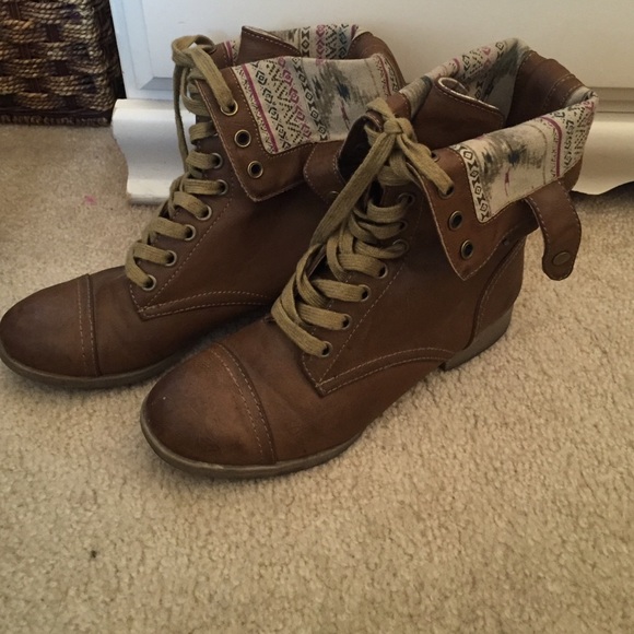 Brown combat boots