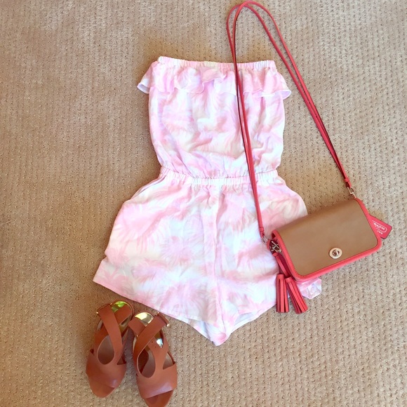 Light pink and white ruffle romper