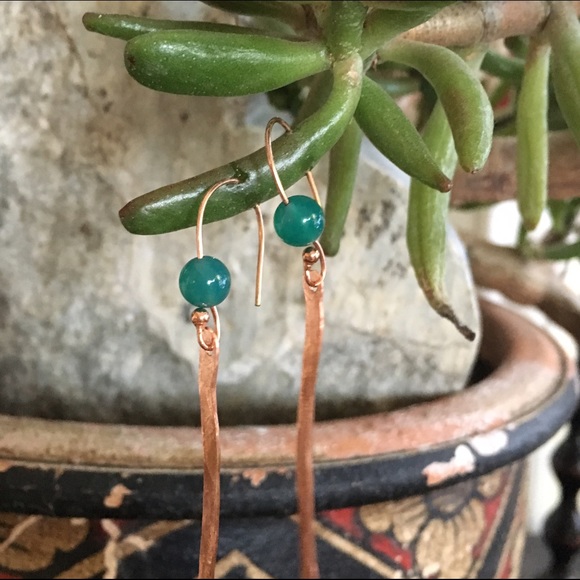 Copper gem stone earrings