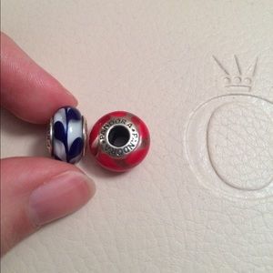 Blue and red Pandora beads