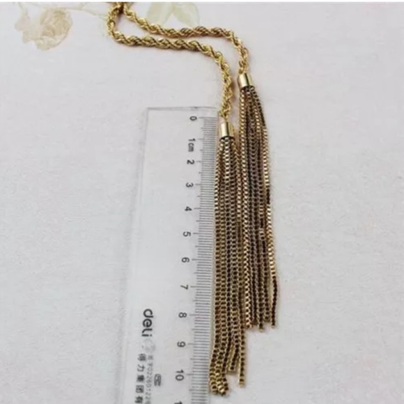 🎉host pick Lariat long gold tassel chain necklace - Picture 2 of 3