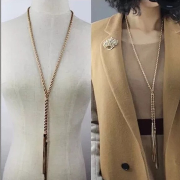 🎉host pick Lariat long gold tassel chain necklace - Picture 3 of 3